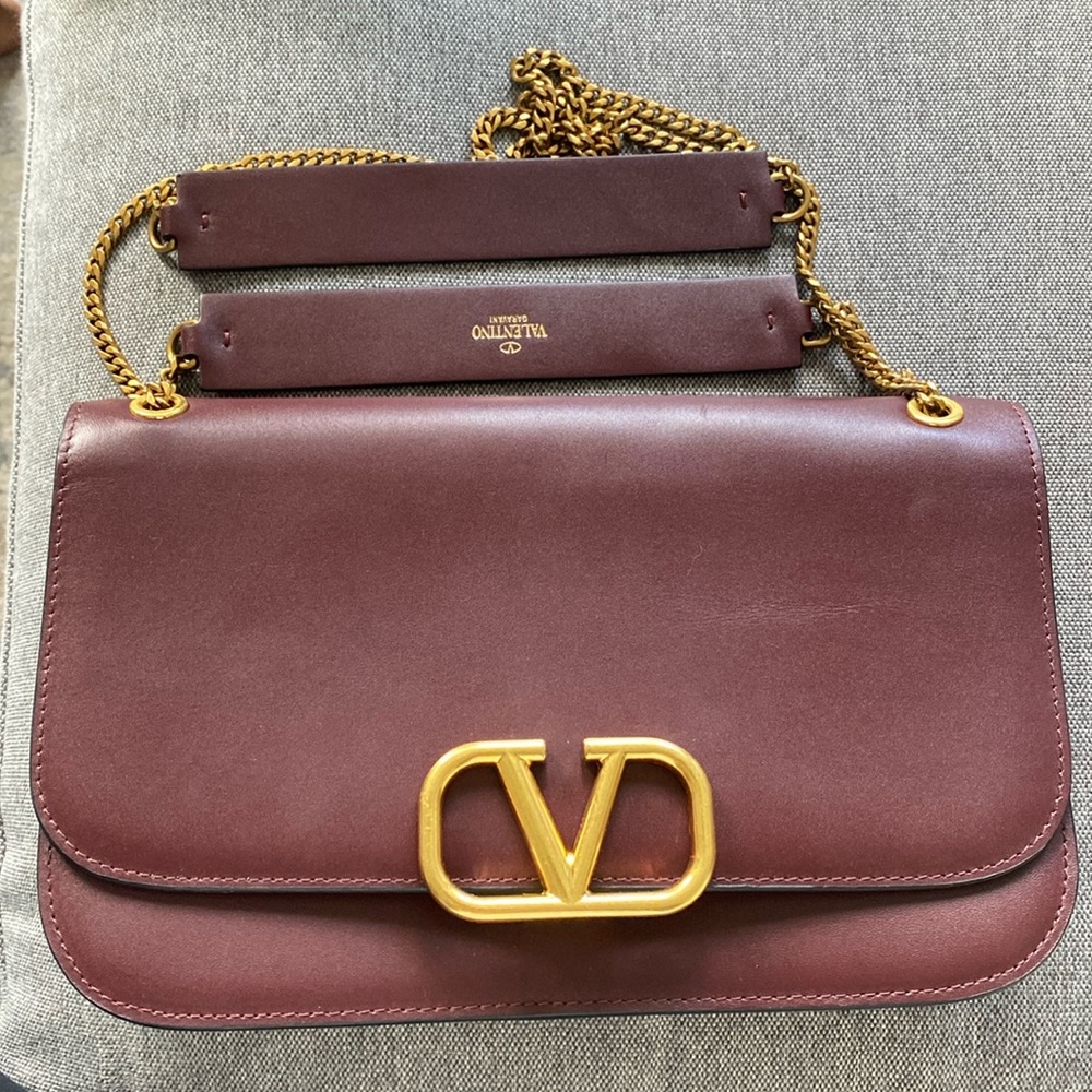 Valentino Garavani Burgundy Shoulder strap Chain Purse